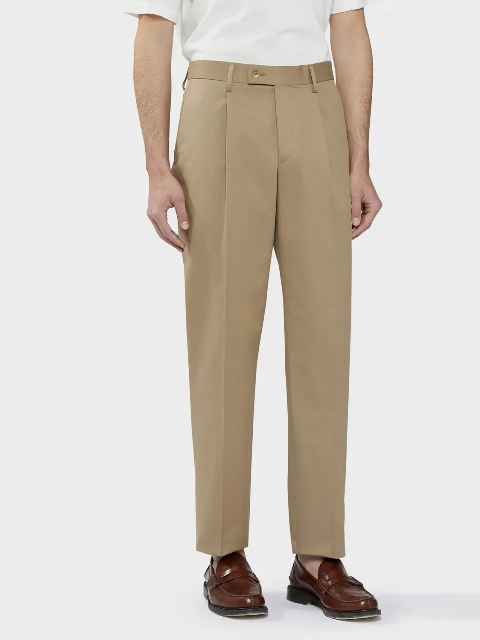Caruso pantalone cotone-lana sabbia gabardina uomo
