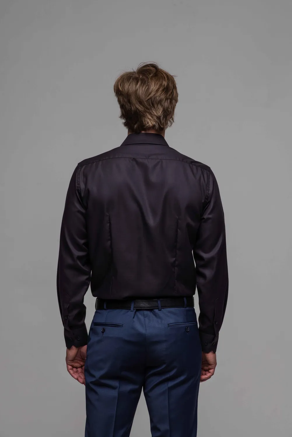 Alain Delon Slim Fit camicia nera cotone