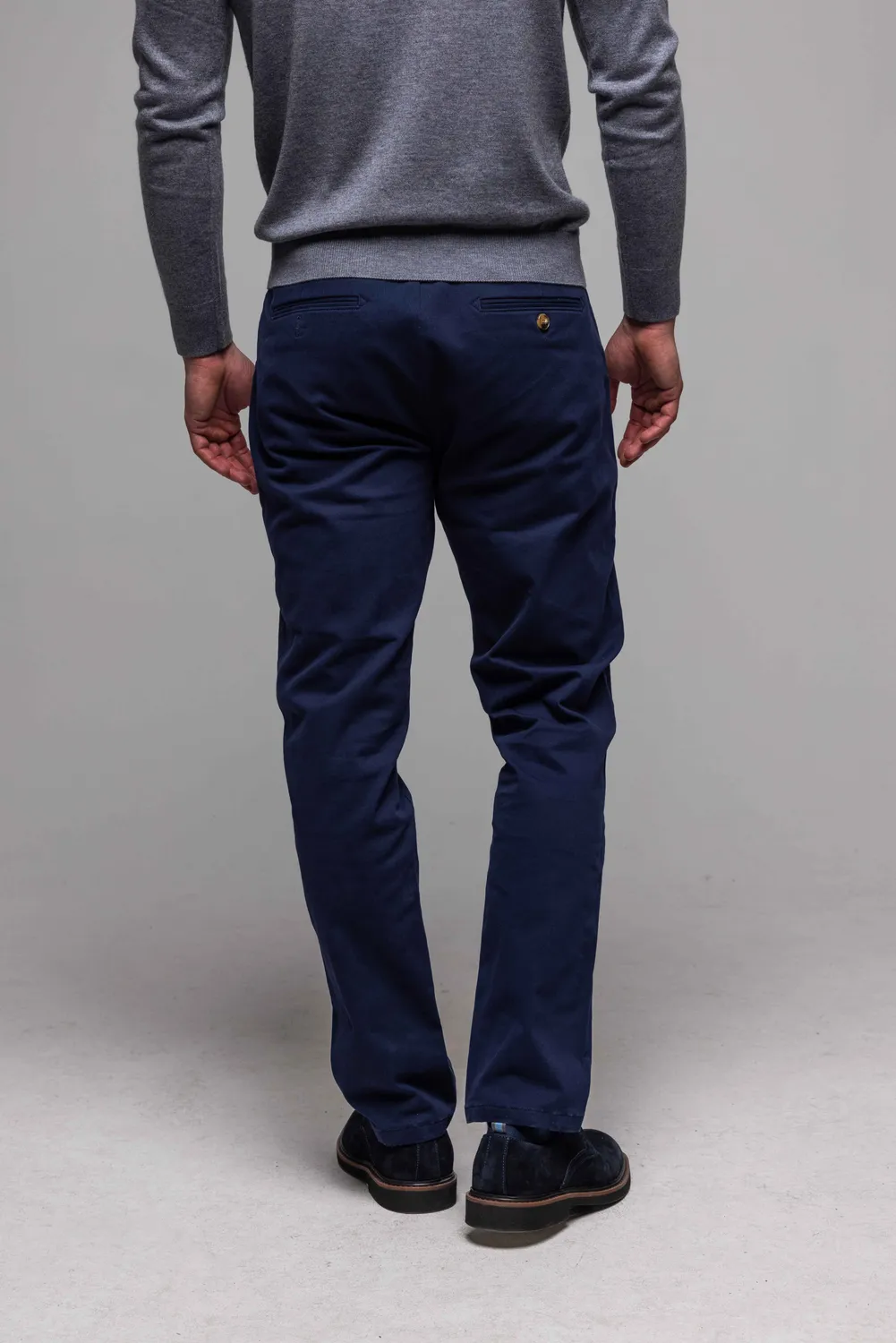Alain Delon chinos pantalone blu cotone elasticizzato slim