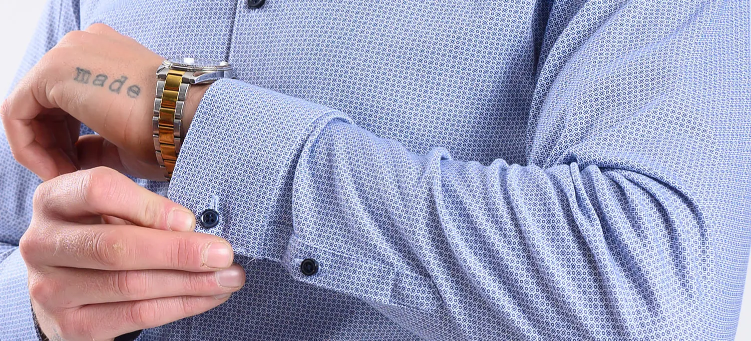 Alain Delon Extra Slim Fit camicia bianca fantasia blu XL stretch