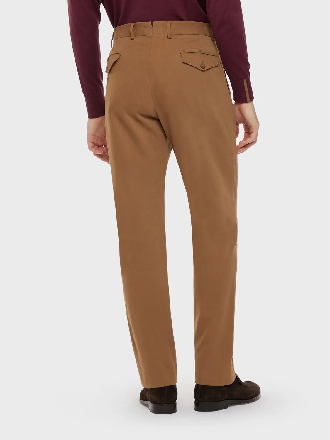Caruso pantalone carrot fit cotone cammello
