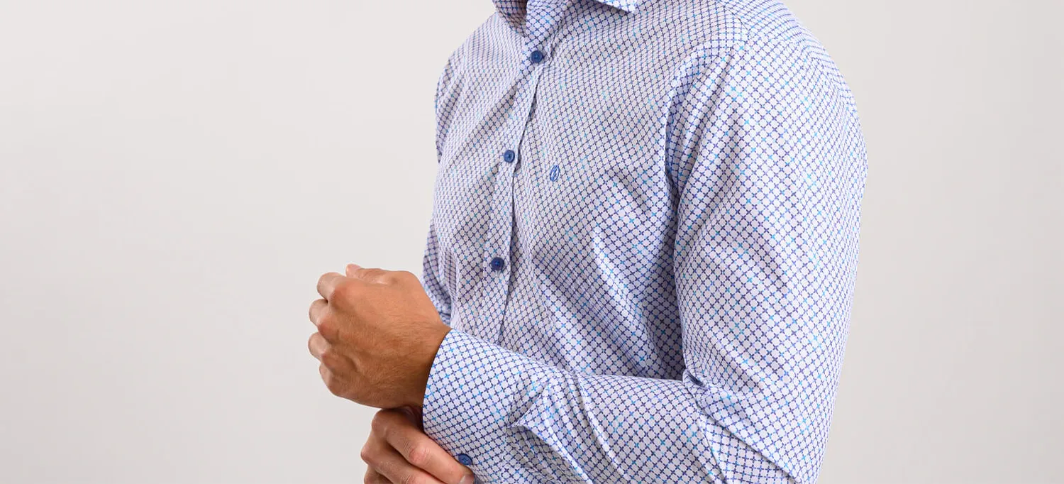 Alain Delon camicia bianca croci blu extra slim fit cotone