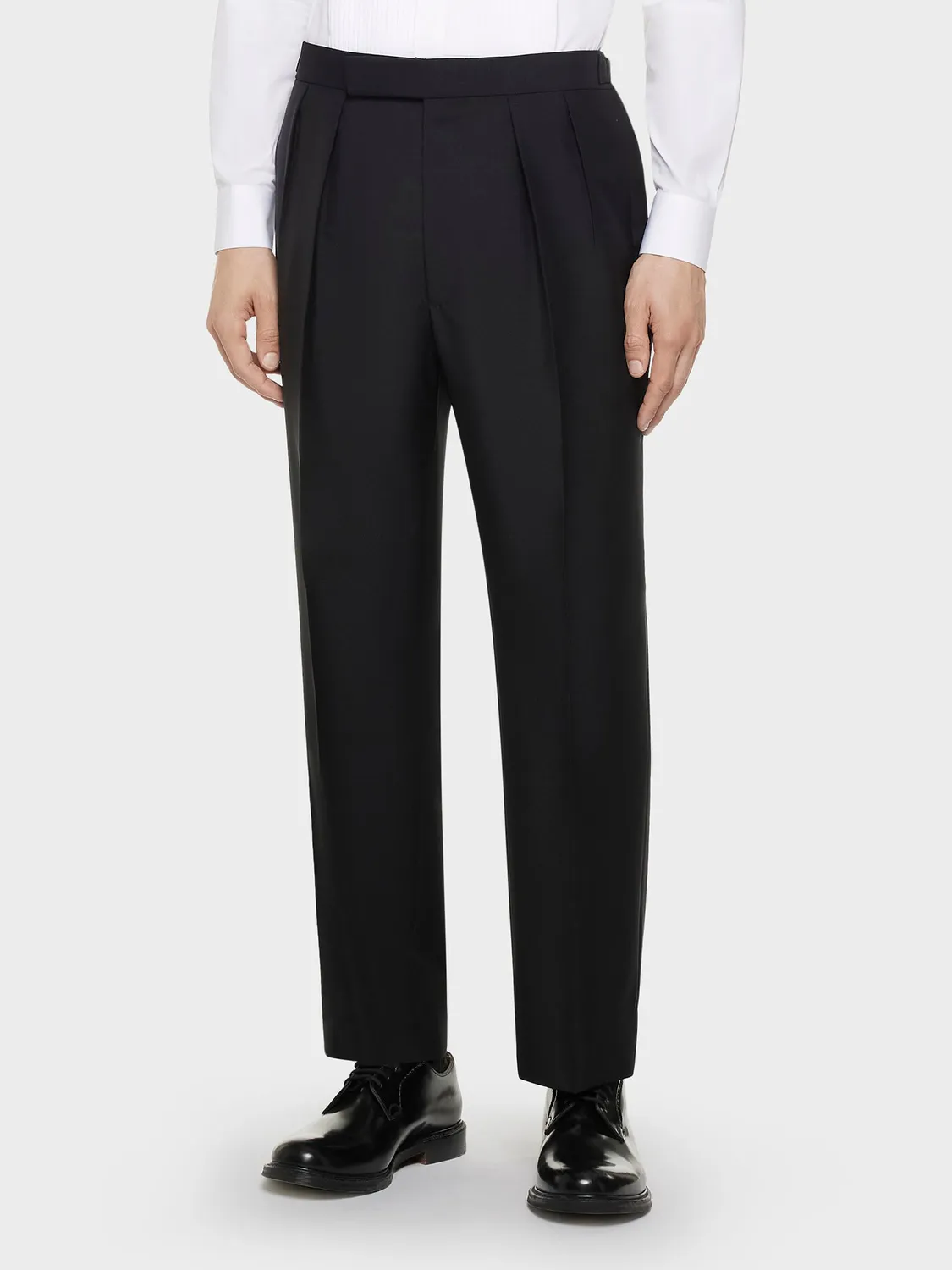 Caruso Norma pantalone vita alta lana mohair nero