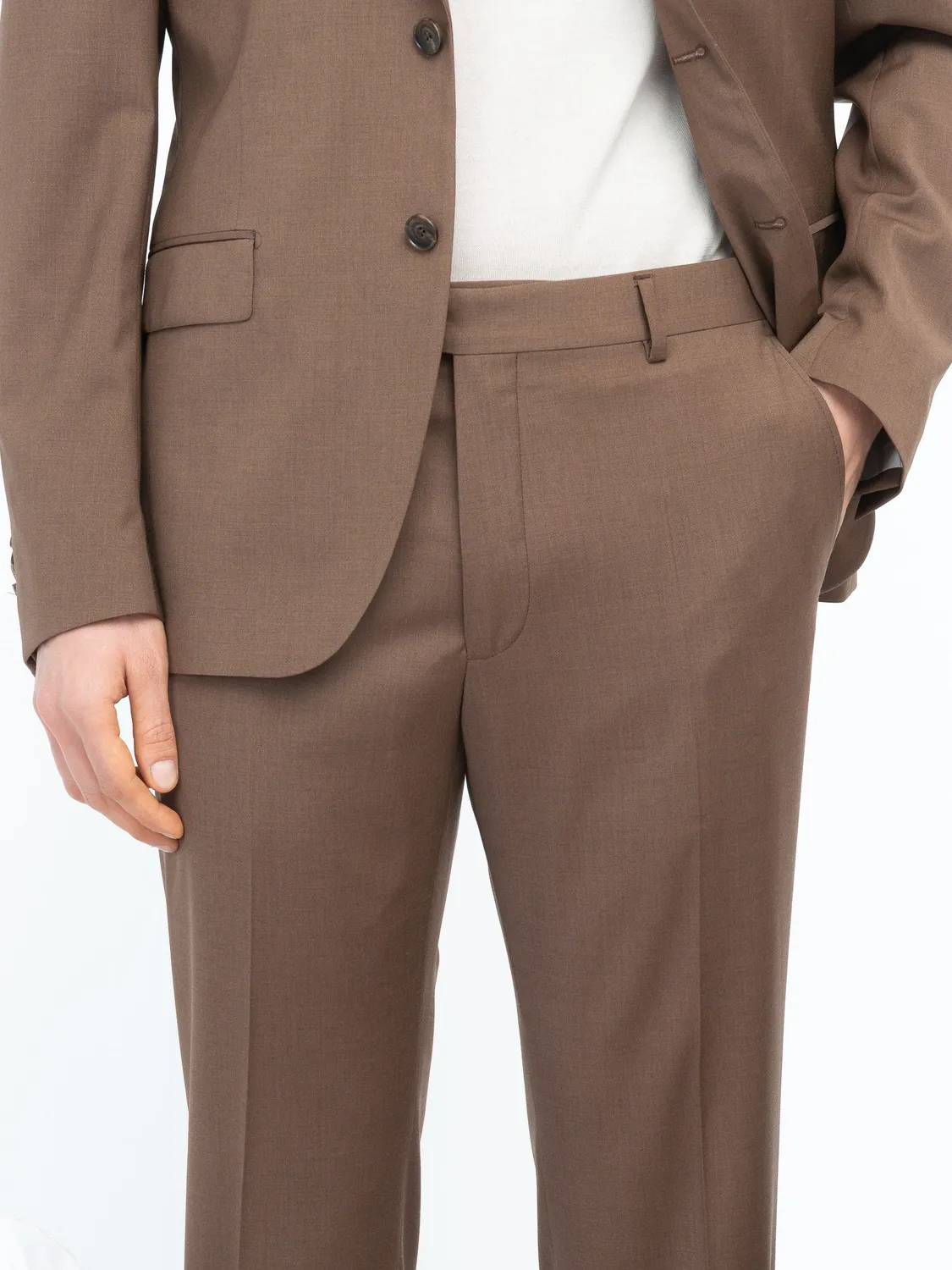 Paoloni Abito Fresco Lana Marrone Slim