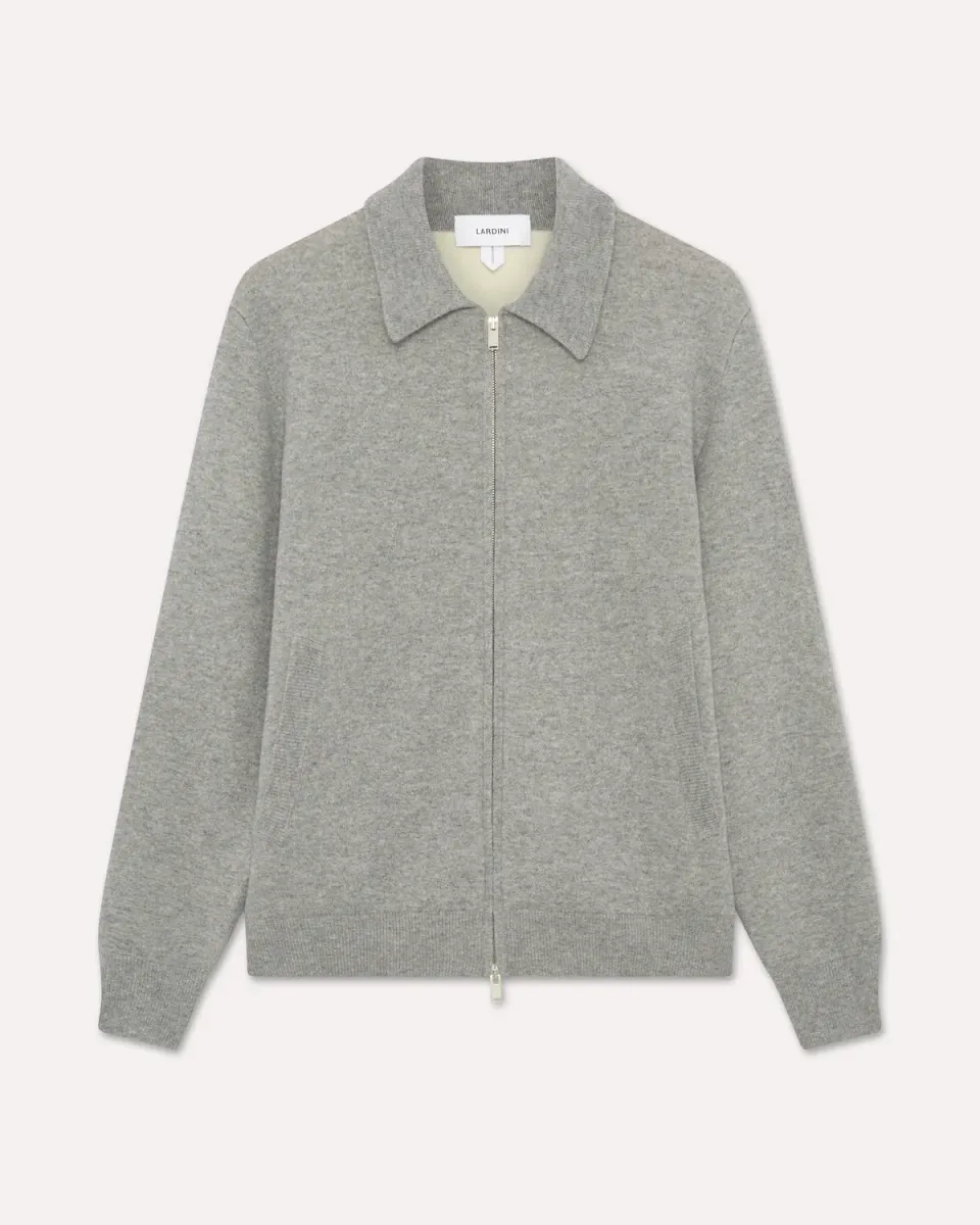 Lardini bomber maglia lana grigio panna zip
