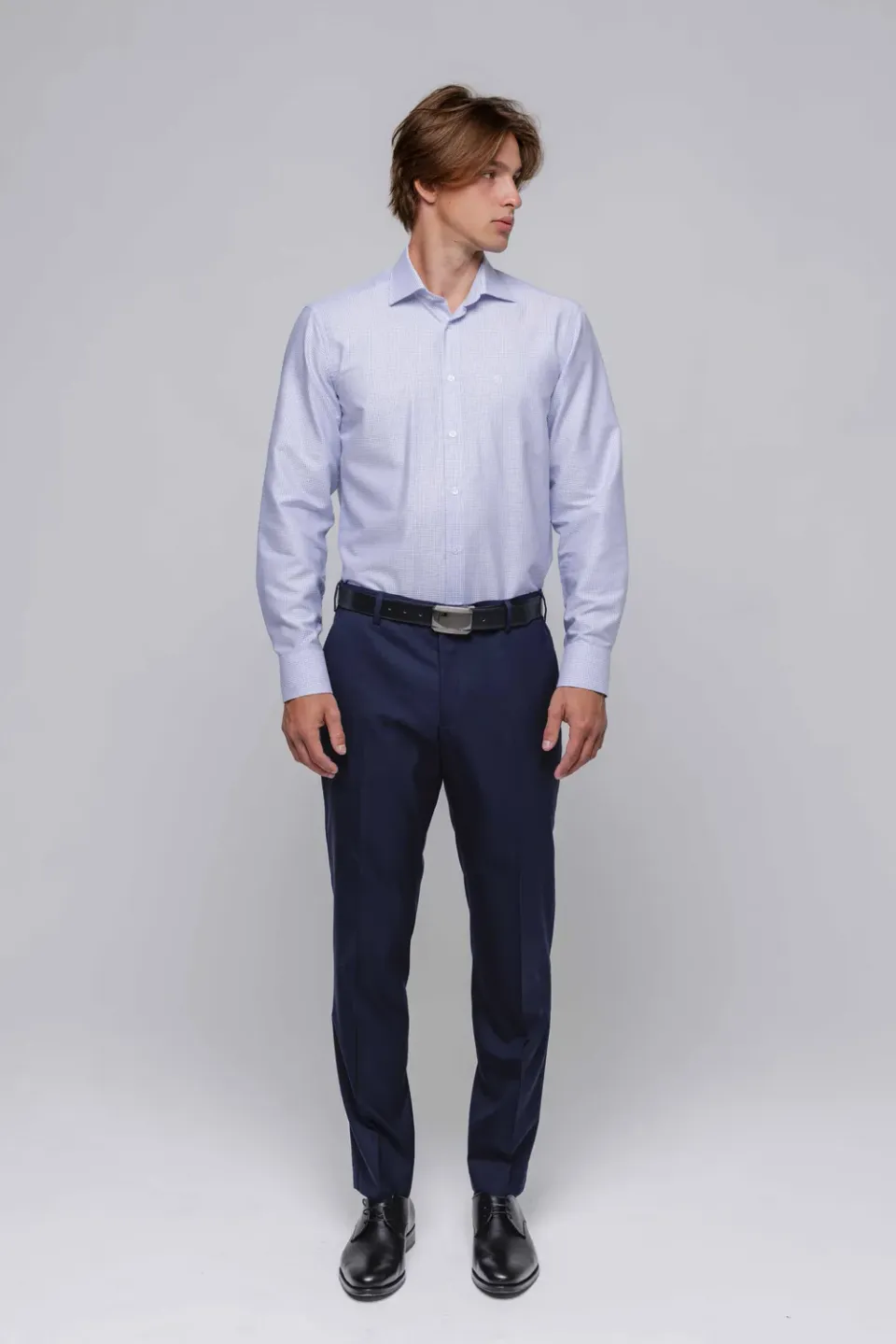 Alain Delon camicia slim fit bianca righe blu cotone