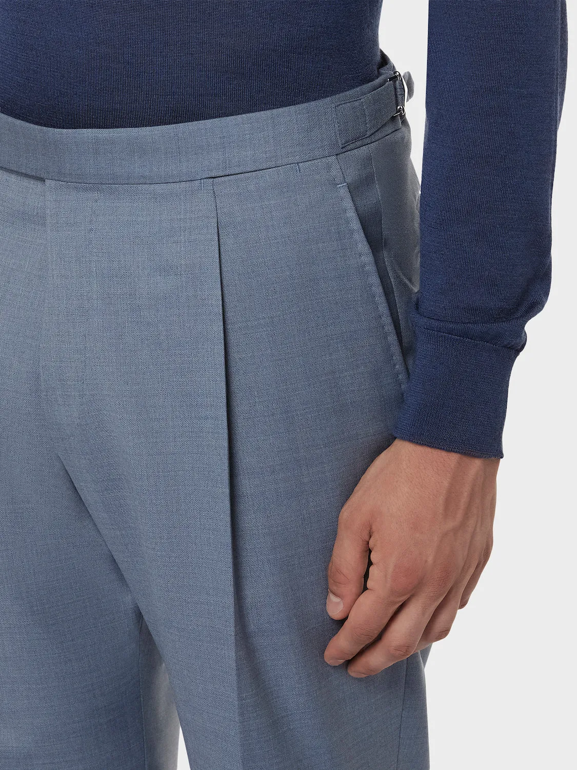 Caruso pantalone giacca lana zeelander bluette
