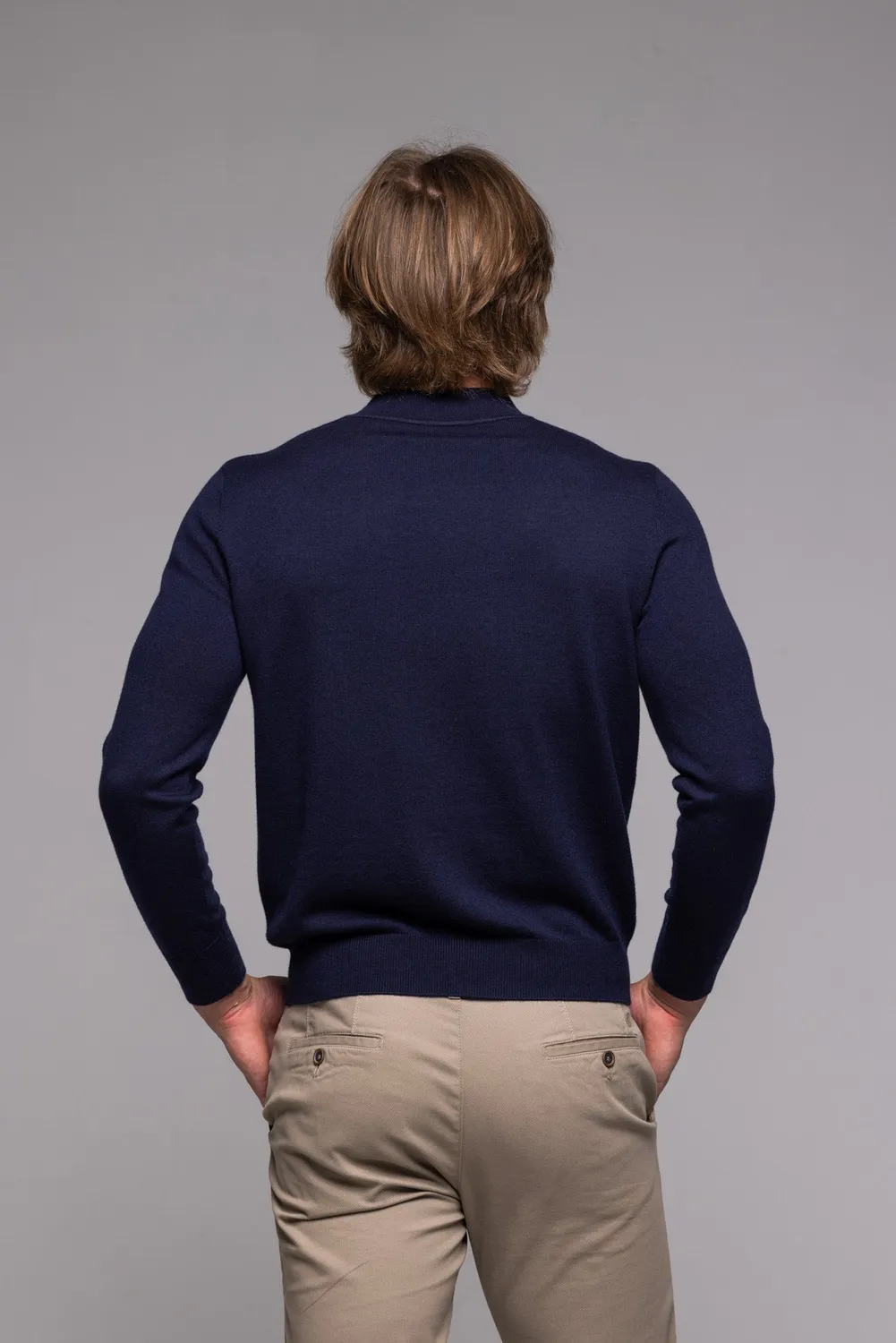 Alain Delon Dolcevita Blu Scuro Maglia Collo Alto Slim Fit