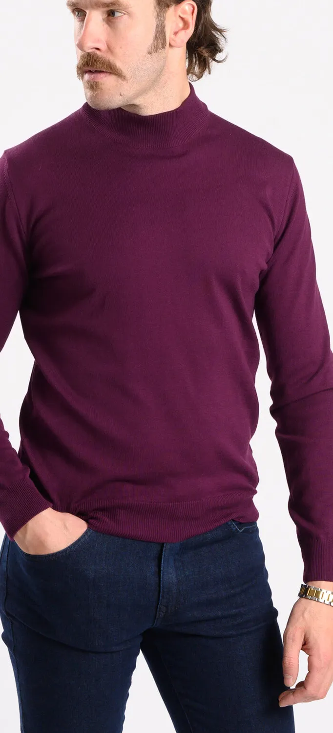 Alain Delon dolcevita cotone bordeaux collo basso