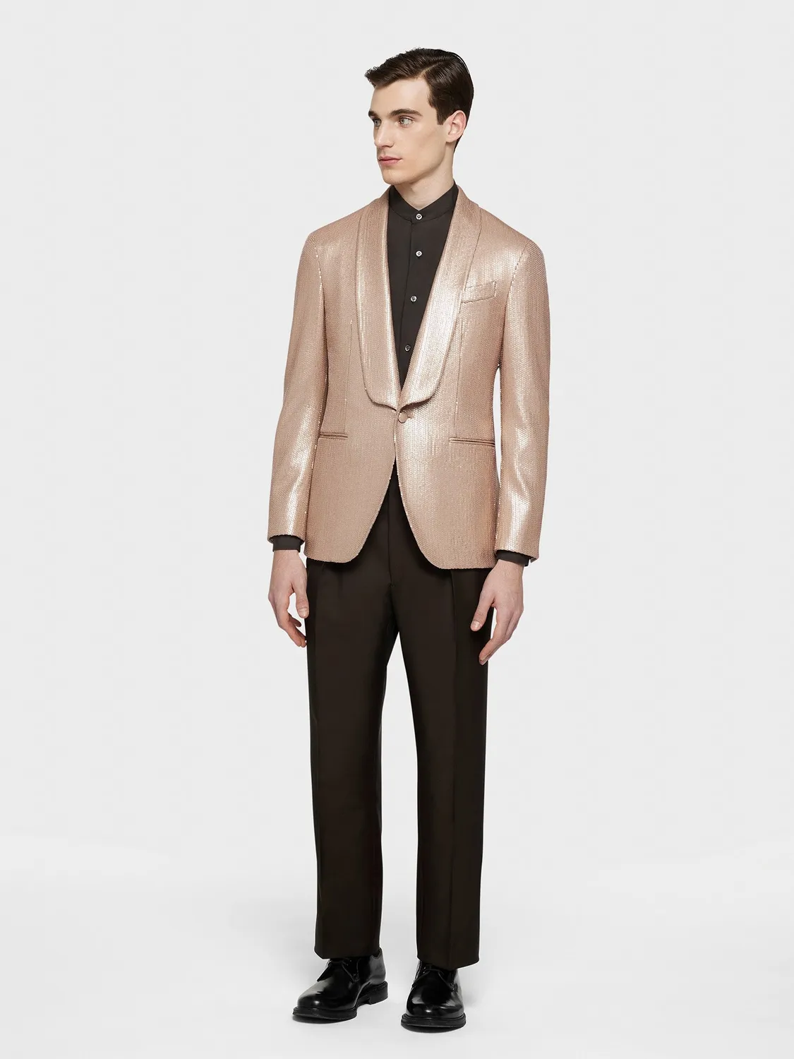 Caruso pantalone vita alta lana mohair marrone