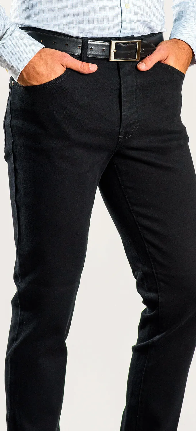 Alain Delon jeans neri cotone slim fit elasticizzato