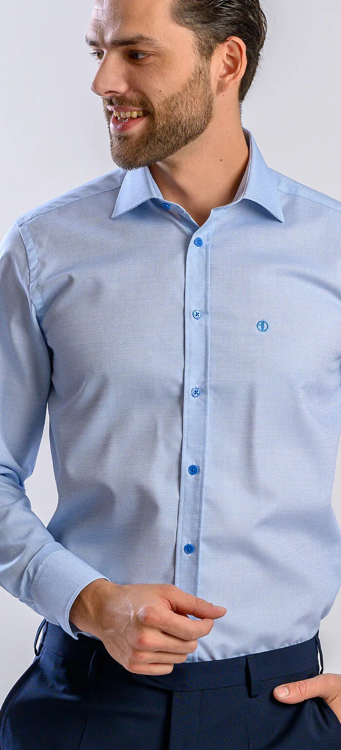 Alain Delon Extra Slim Fit camicia azzurra cotone