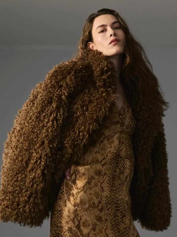 Sand Menswear Ruri 7484 cappotto pelliccia cammello donna