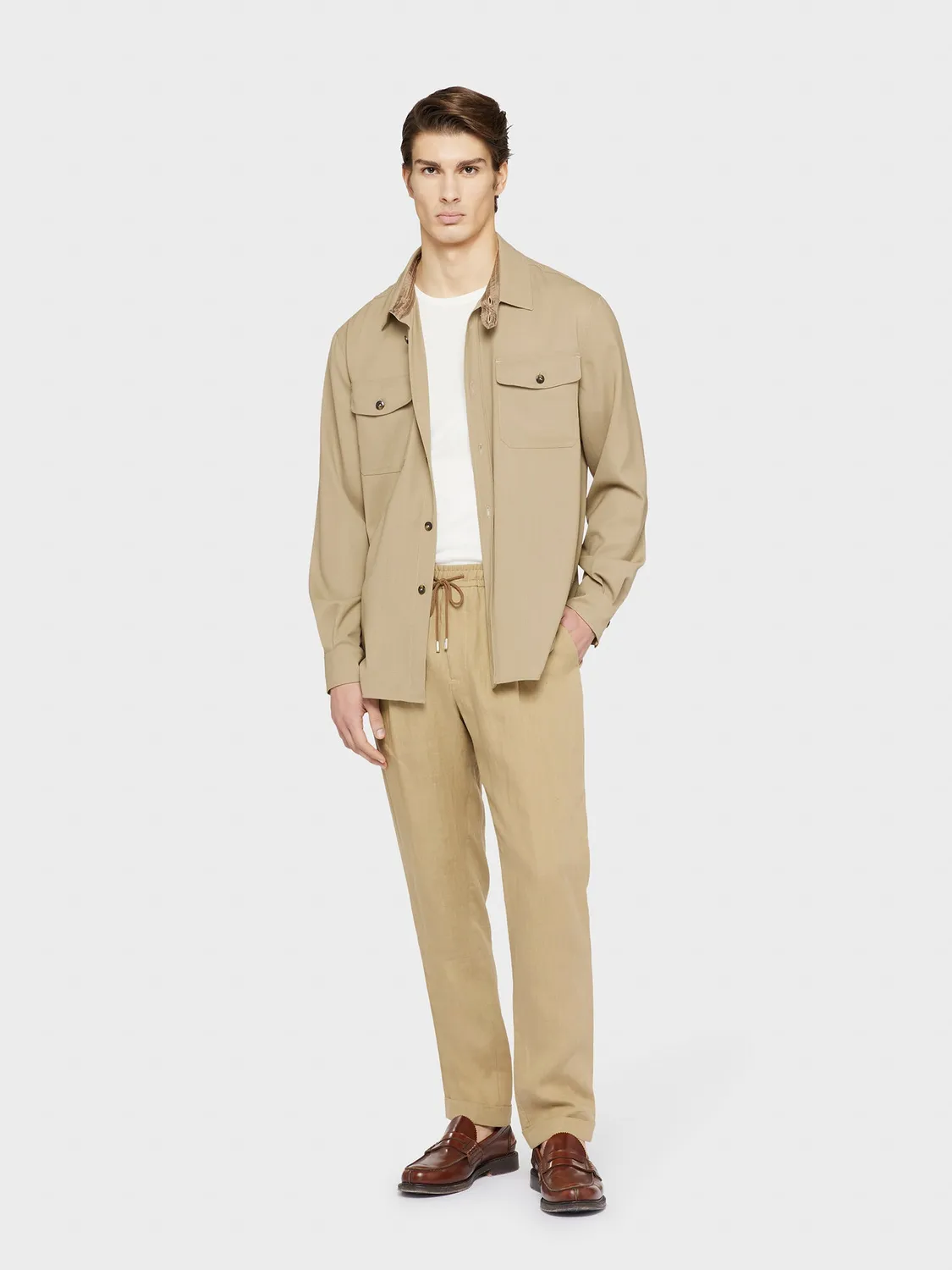 Caruso Aida overshirt Houdini lana sabbia