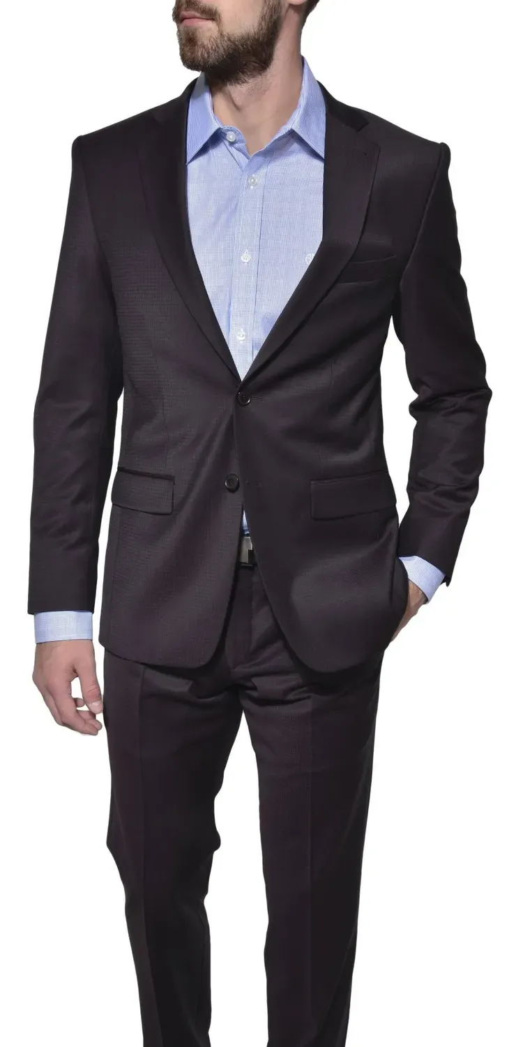 Alain Delon abito marrone slim fit revers larghi