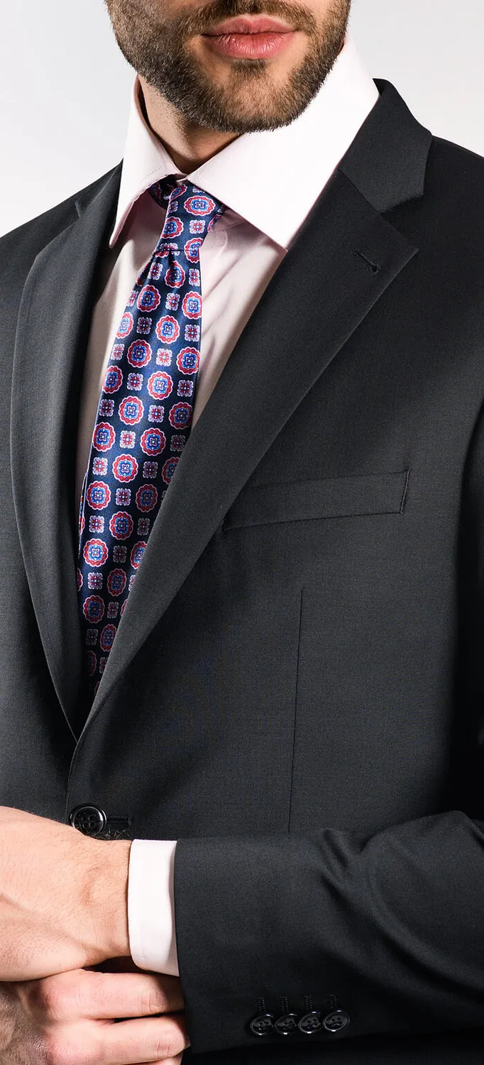 Alain Delon abito nero slim fit monopetto