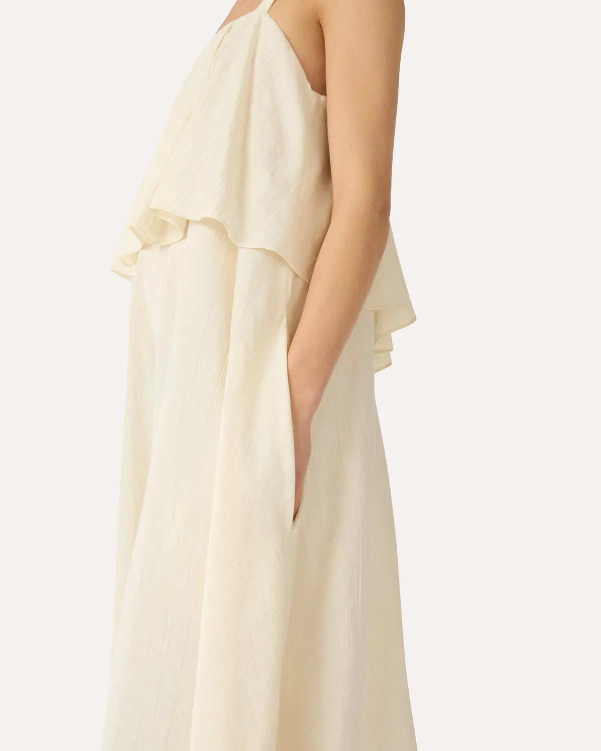 Lardini vestito lungo viscosa panna con tasche