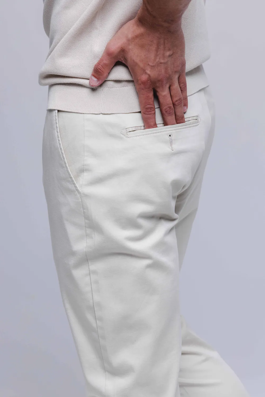 Alain Delon Pantaloni Chinos Beige Cotone elasticizzati