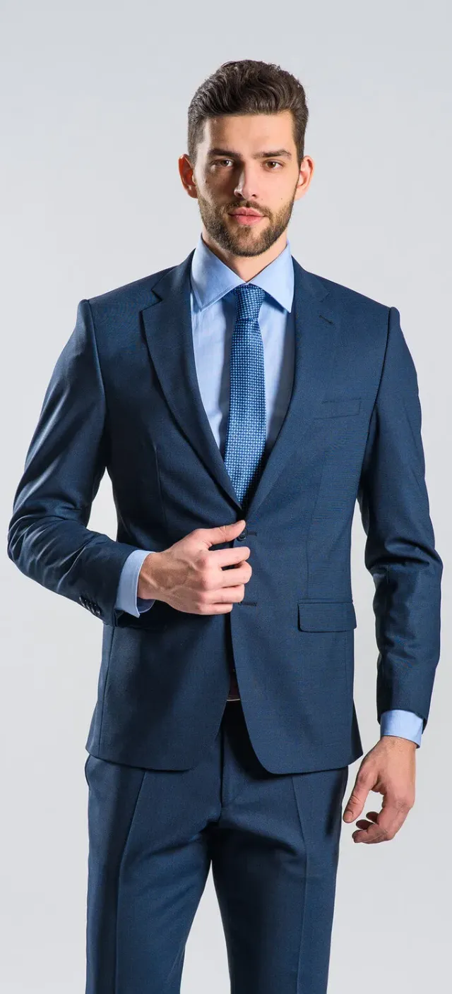Alain Delon Abito blu slim fit misto anti-stropiccio