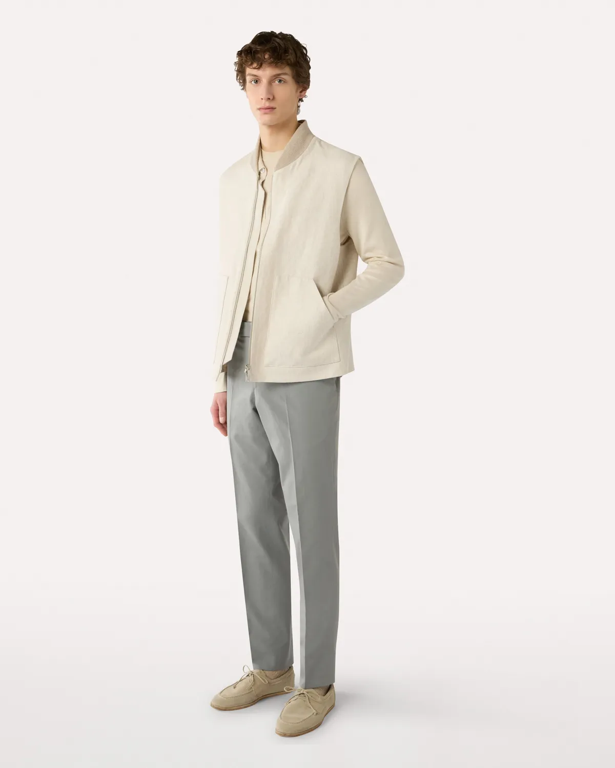 Lardini pantalone grigio cotone seta senza pieghe