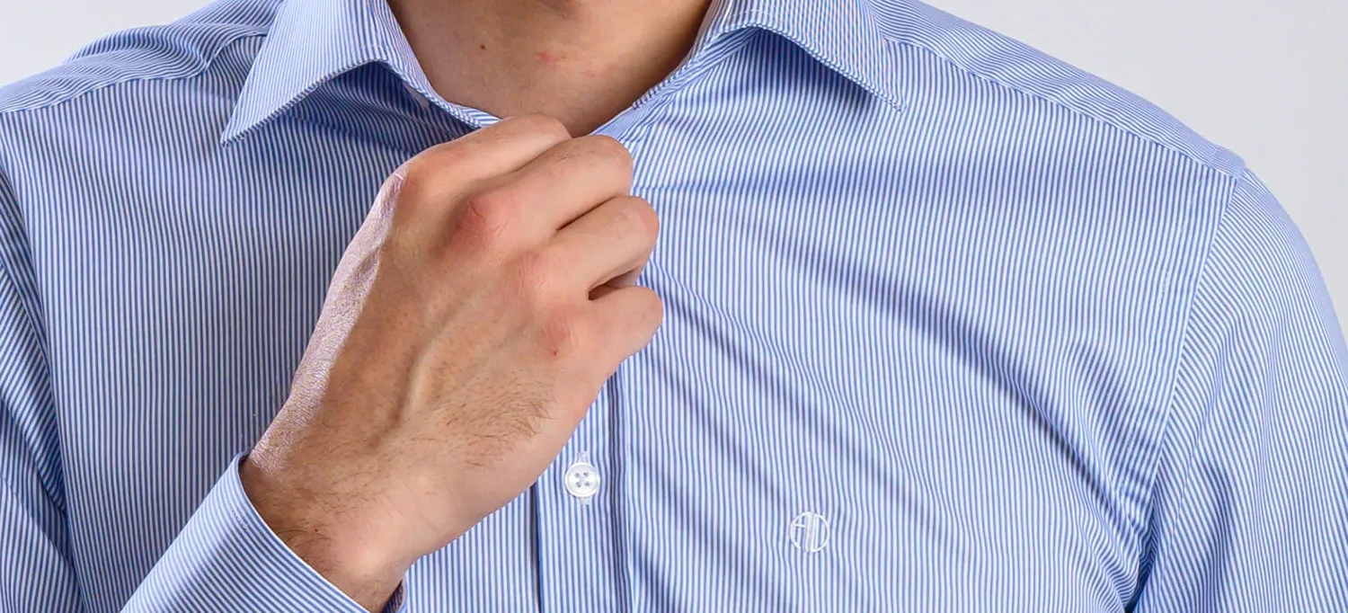 Alain Delon Camicia Righe Bianco Blu Extra Slim Fit