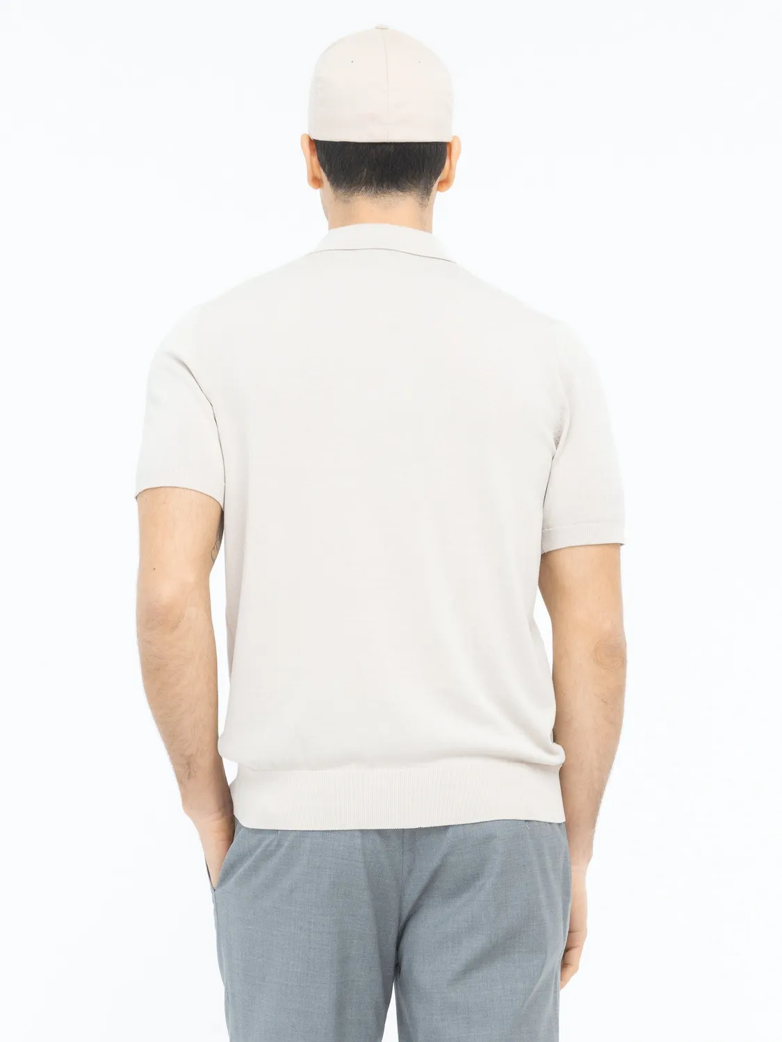 Paoloni Polo Maglia Jersey Cotone Beige Manica Corta