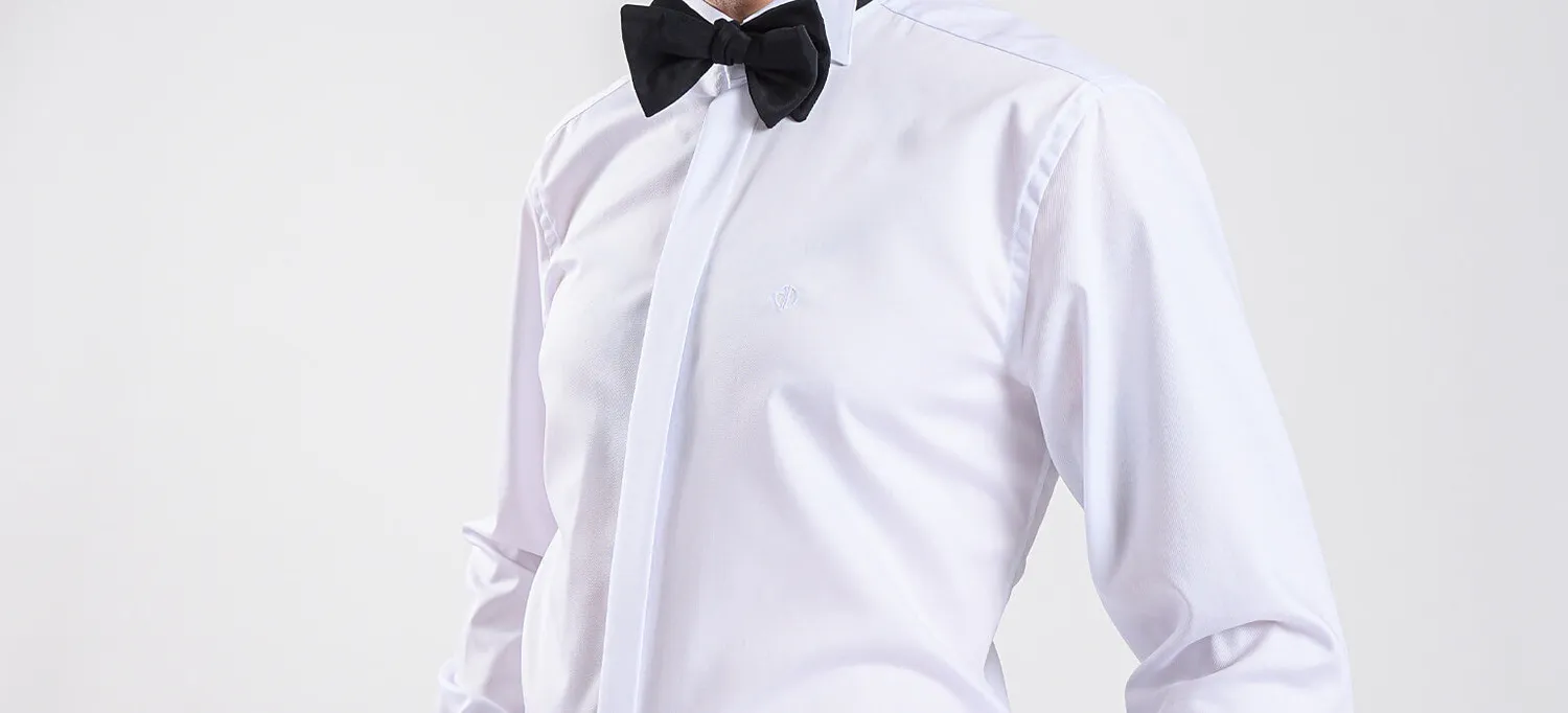 Alain Delon Camicia Smoking Bianca Extra Slim Fit Cotone