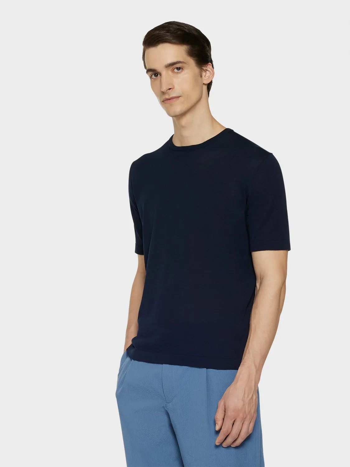Caruso Maglia Maniche Corte Cotone Blu Navy