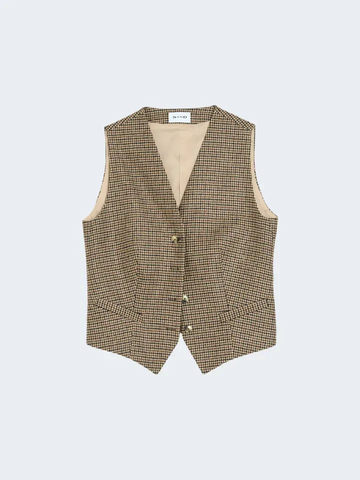 Sand Menswear 6018 W Rubino gilet lana pied-de-poule
