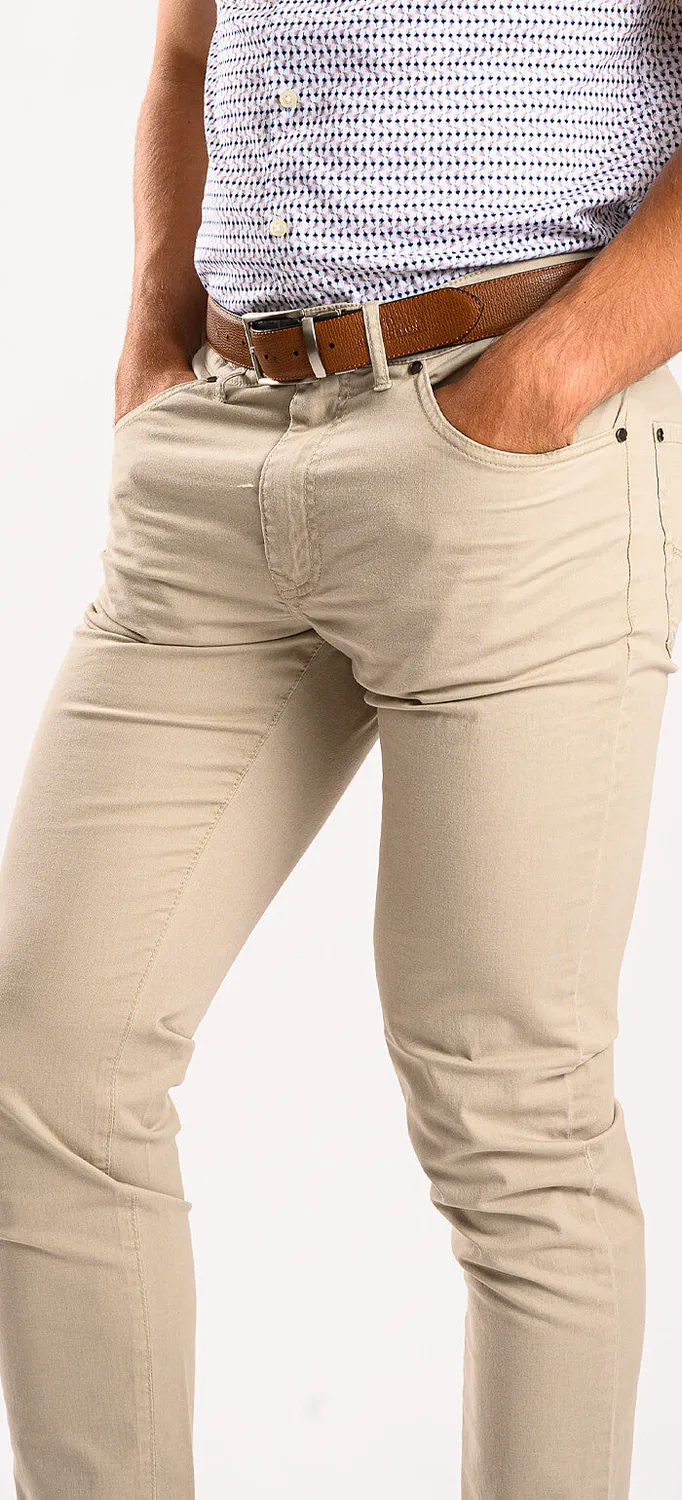 Alain Delon Beige pantalone casual slim fit in cotone