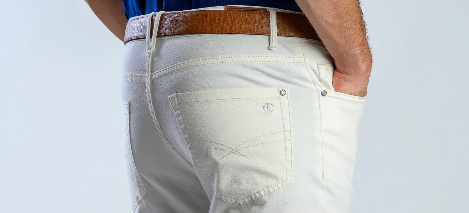 Alain Delon jeans crema slim fit elasticizzati
