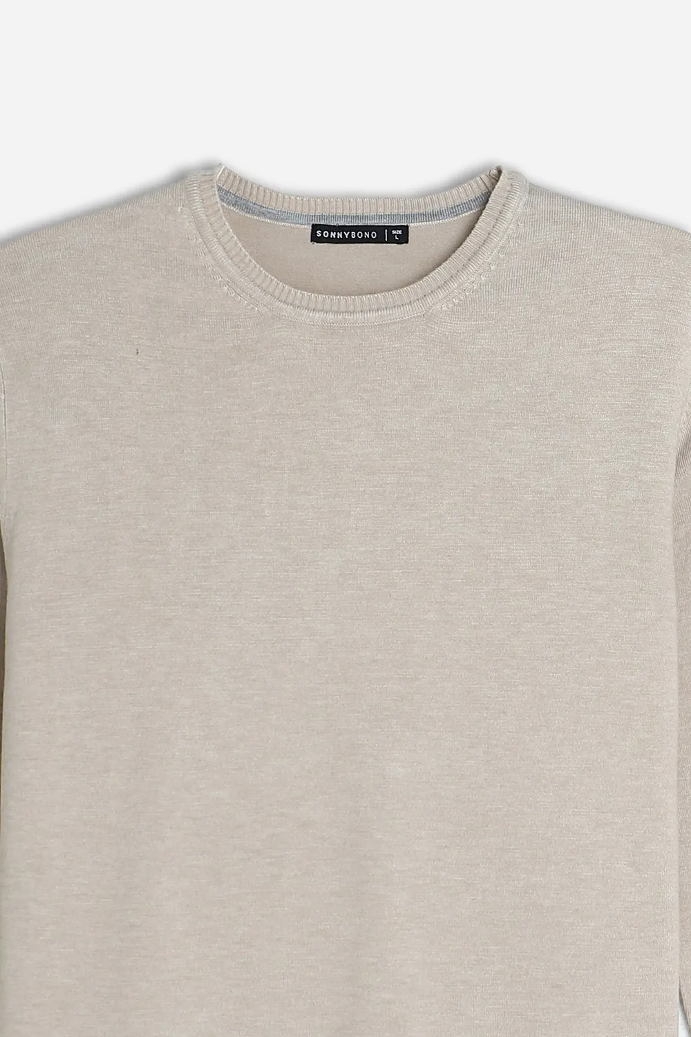 Sonny Bono Basic maglia girocollo beige manica lunga