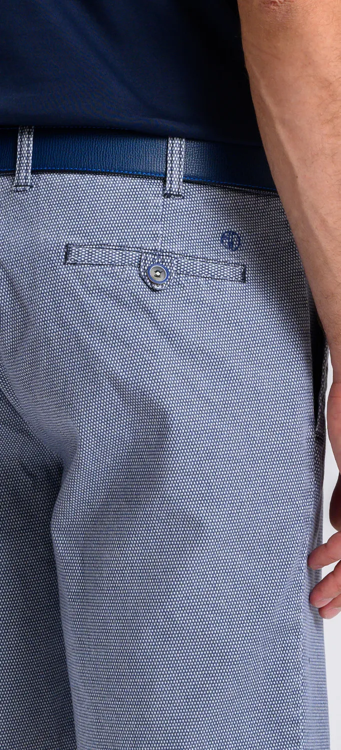 Alain Delon shorts blu microfantasia slim cotone elasticizzato