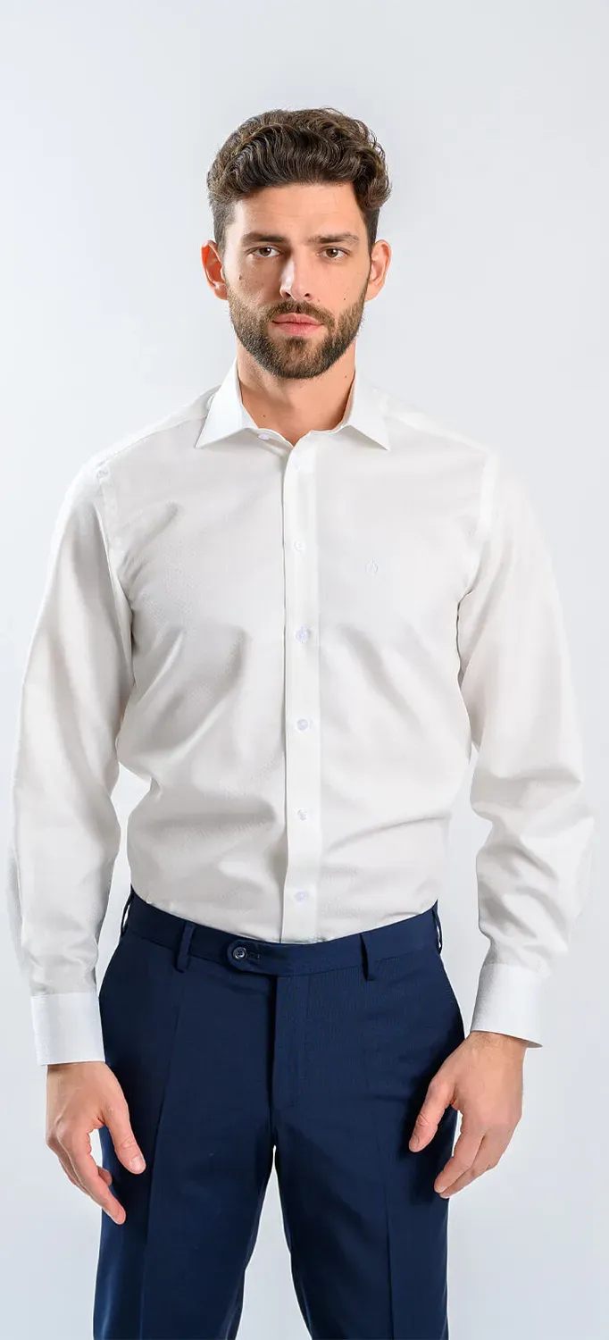 Alain Delon Camicia Burro Slim Fit Puntini Cotone Getzner