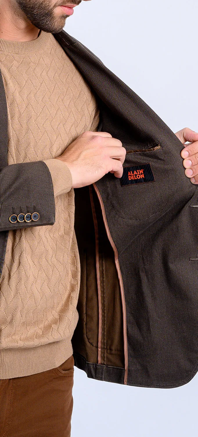 Alain Delon Peacoat Marrone Slim Fit Motivo Pepito