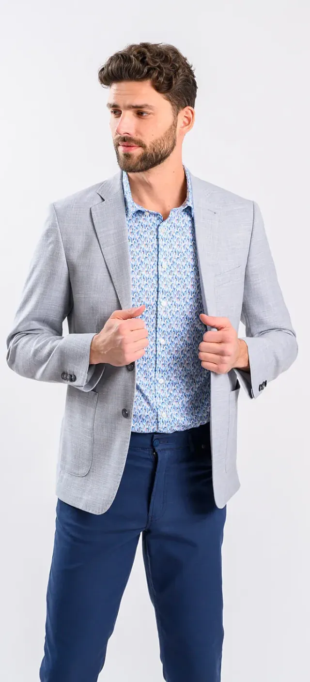 Alain Delon giacca leggera grigia slim fit lana lino