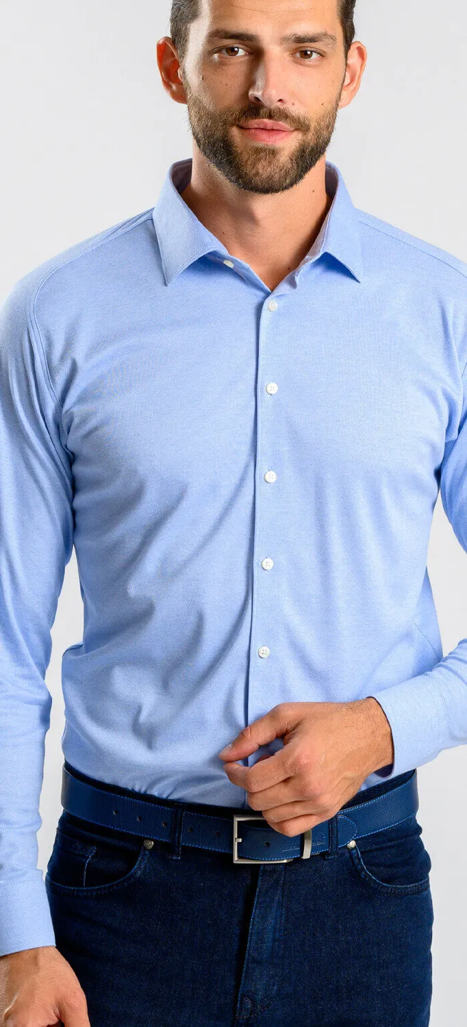 Alain Delon camicia extra slim azzurra elasticizzata XXL