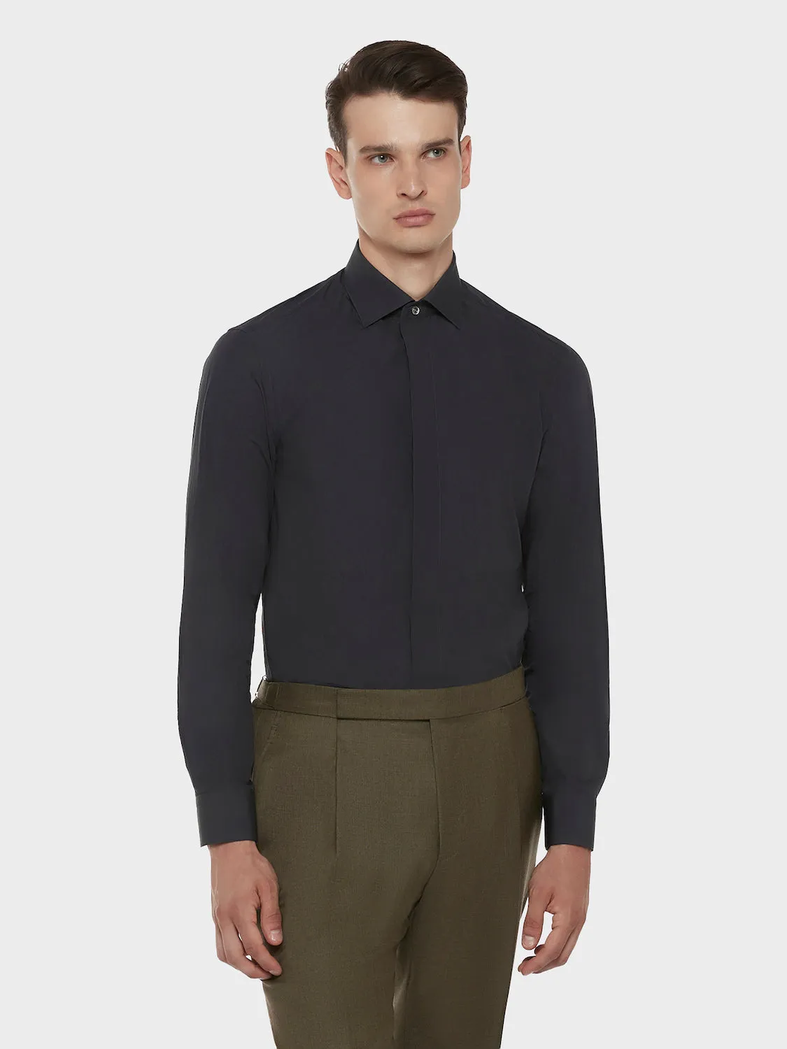 Caruso camicia slim cotone grigio antracite