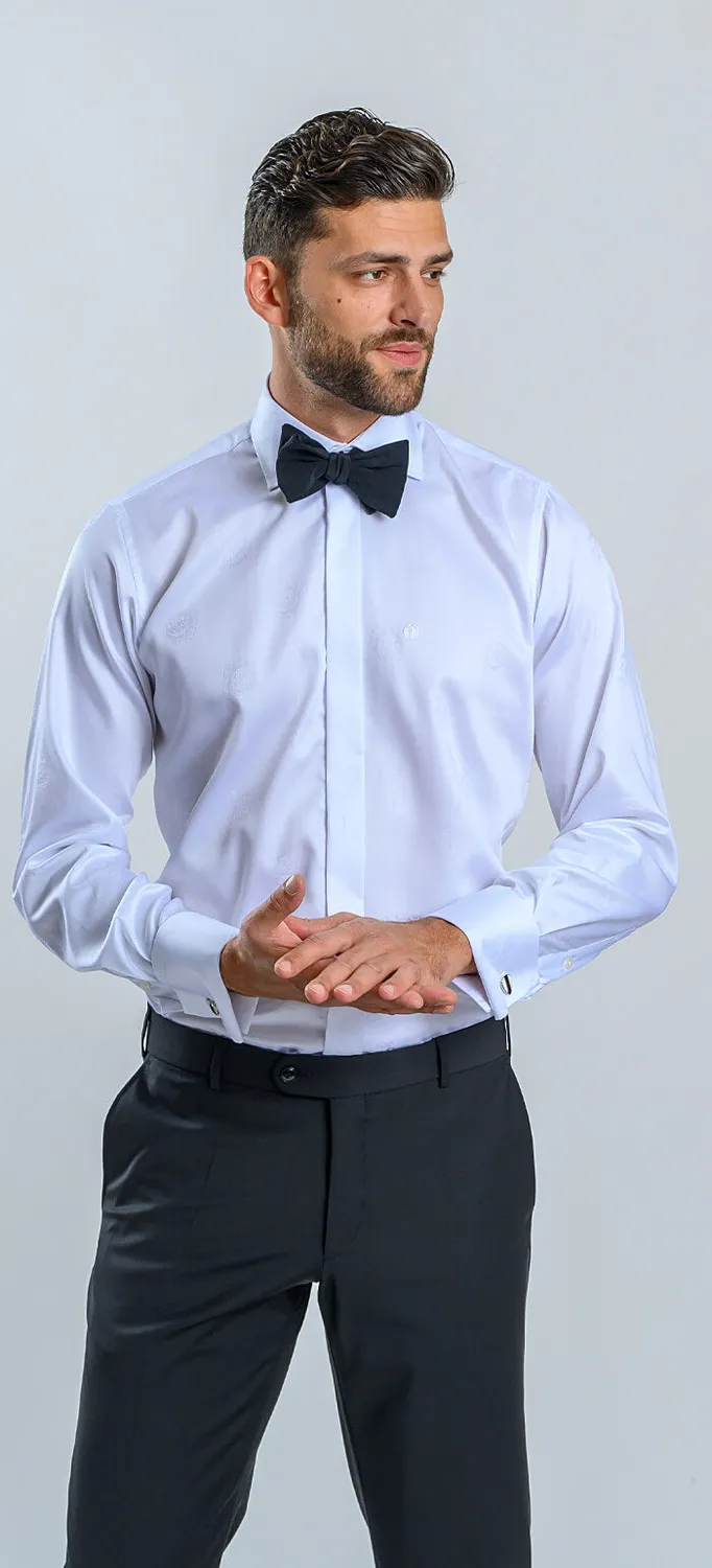 Alain Delon Camicia Slim Fit Bianca Fantasia Rose