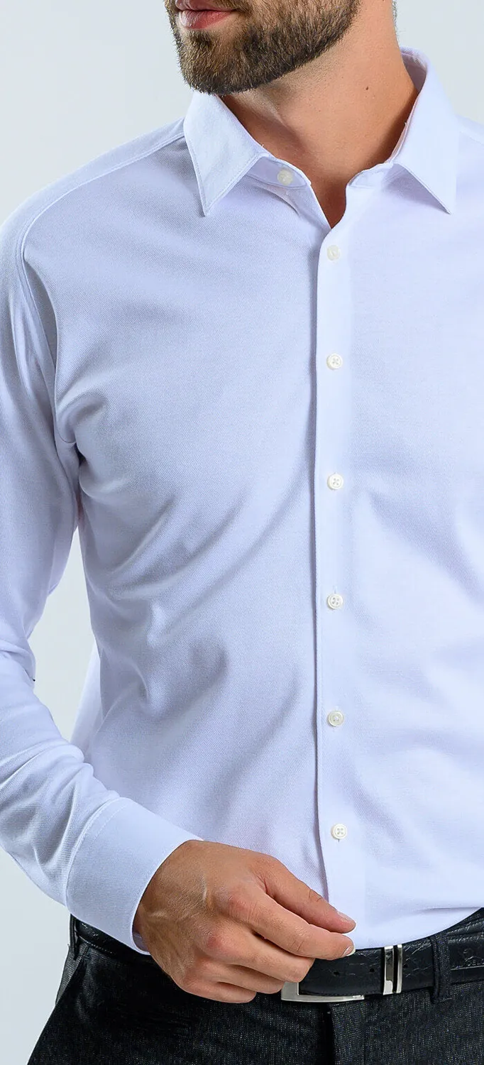 Alain Delon camicia bianca extra slim elasticizzata