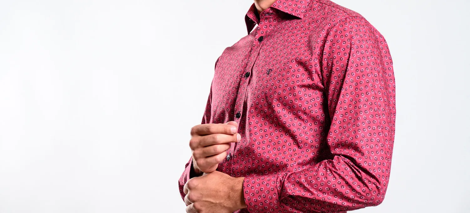 Alain Delon camicia Extra Slim Fit rossa fantasia