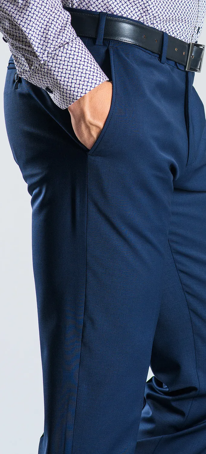 Alain Delon Pantalone Abito Blu Tasche Oblique 54