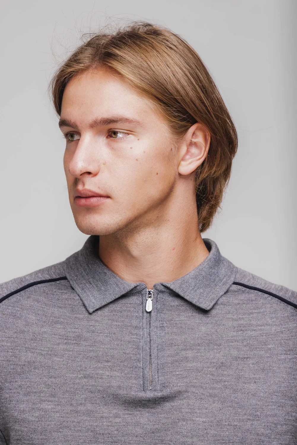 Alain Delon polo grigia con zip in lana taglia M
