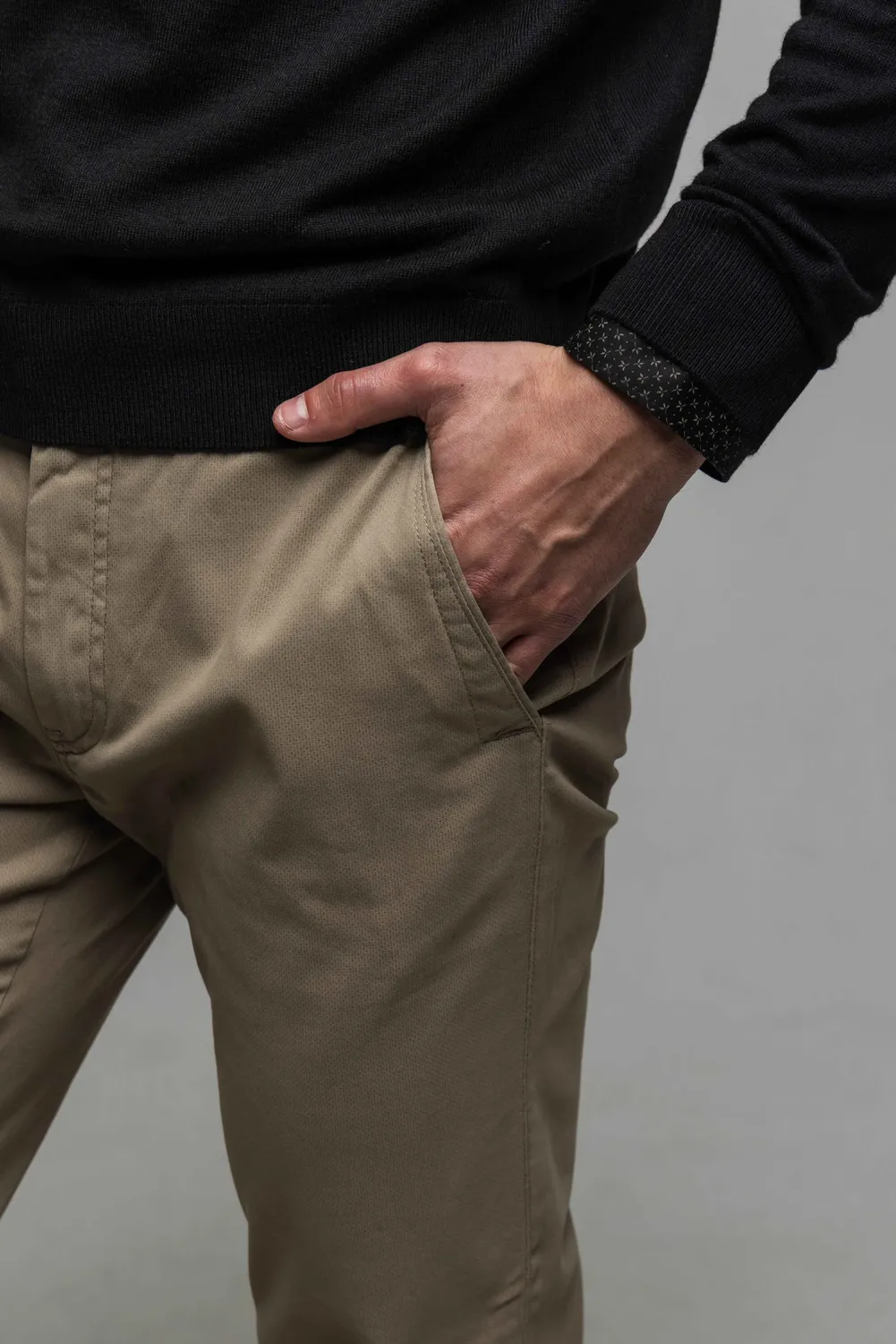 Alain Delon chino cappuccino a pois pantalone slim fit