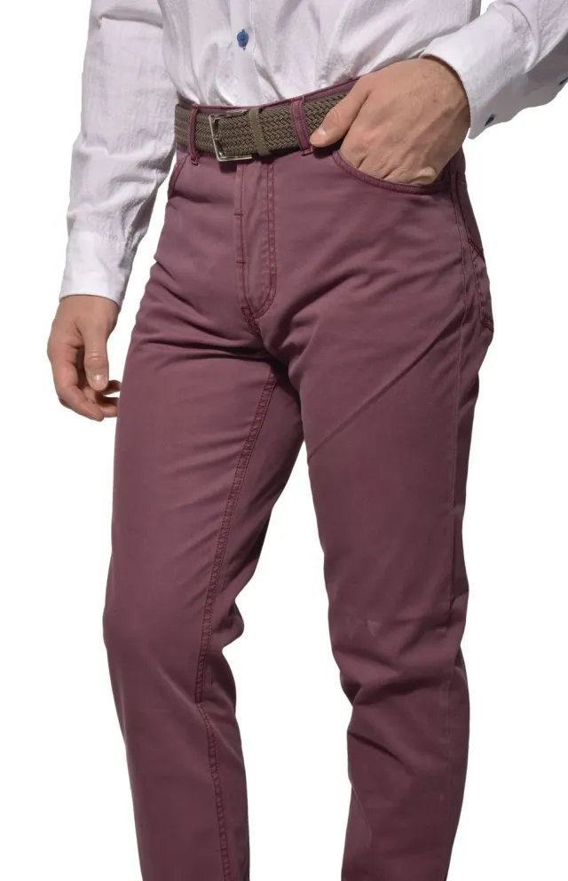 Alain Delon pantaloni casual viola five pocket slim fit