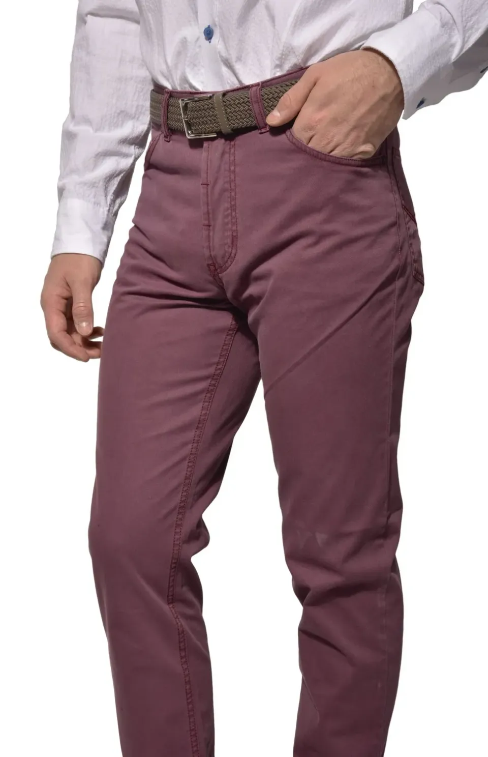 Alain Delon pantaloni casual viola five pocket slim fit