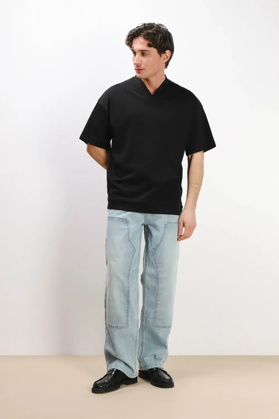 Sonny Bono t-shirt scollo V nero over fit