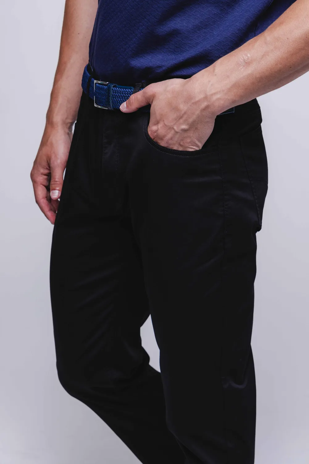 Alain Delon Pantaloni Casual Neri Elasticizzati Cotone