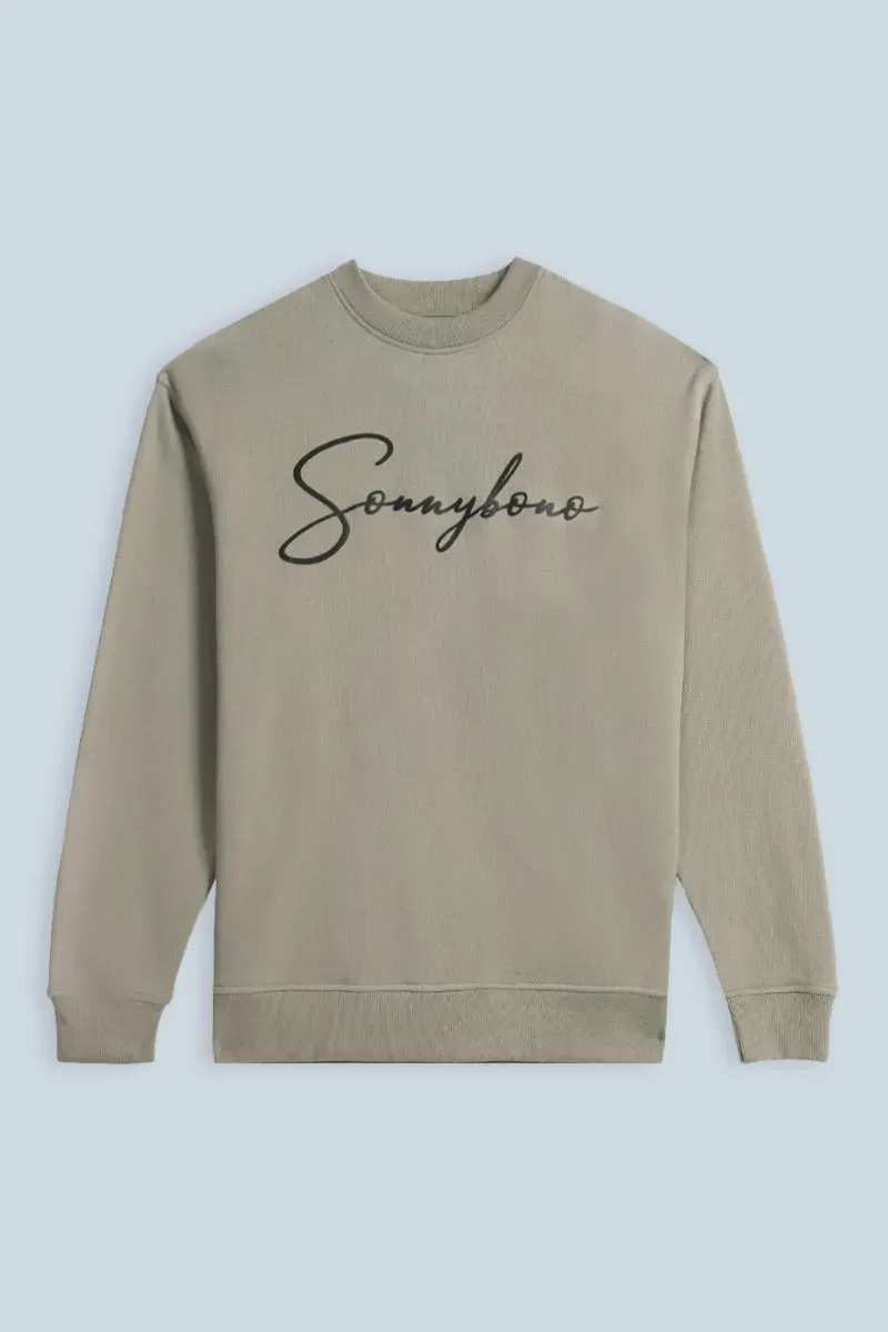Sonny Bono Felpa Girocollo Stampa 3D Beige Comfort Fit