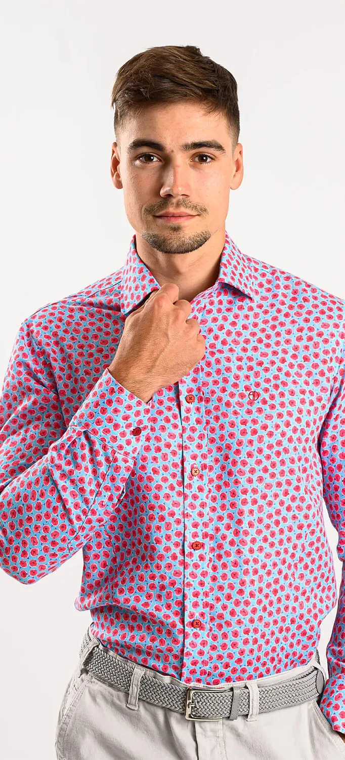 Alain Delon Camicia Lino Fantasia Extra Slim Fit